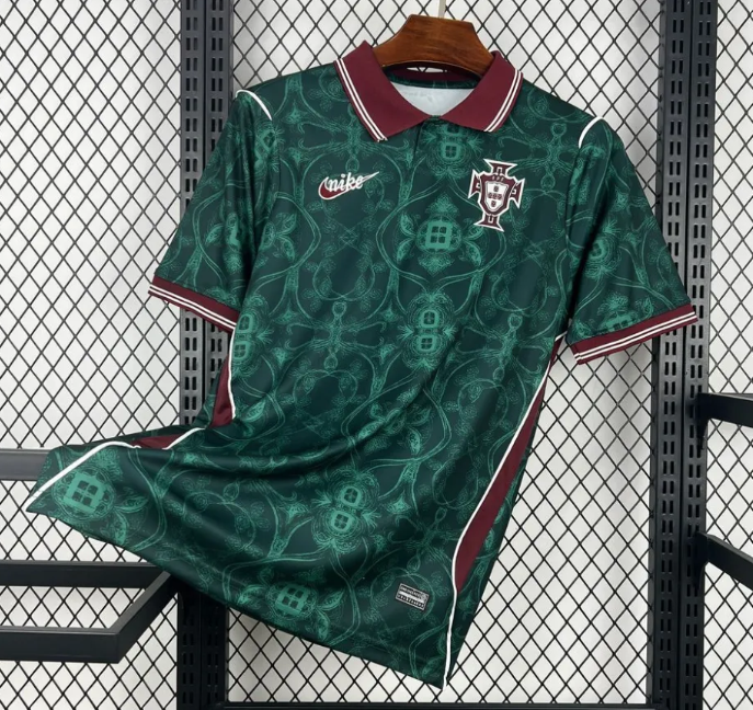 Portugal Inspired Black Green Football Jersey – Long Sleeve Option